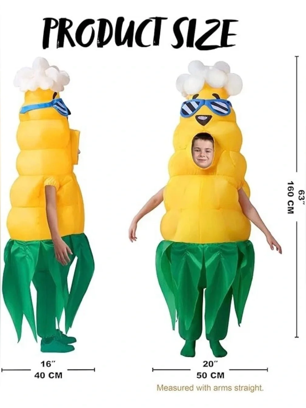 New Spooktacular Creations Puff Me Up Inflatable Popcorn Corn Costume Kids 7-10